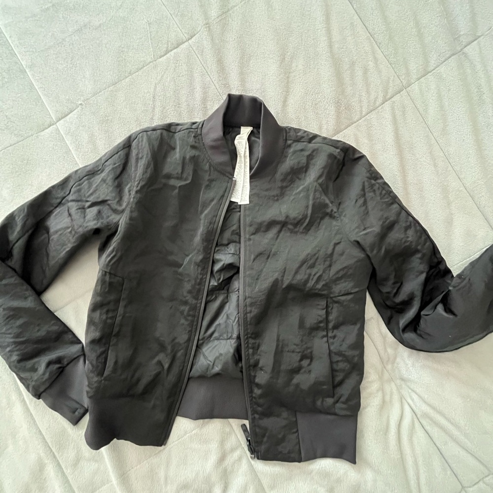 Lululemon Athletica Black Bomber Jacket with Ribbed Details